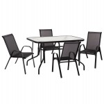 ΣΕΤ ΤΡΑΠΕΖΑΡΙΑΣ 5ΤΜΧ ADAM HM10896.03 ΤΡΑΠΕΖΙ 120x70εκ & 4 ΠΟΛΥΘΡΟΝΕΣ--ΜΑΥΡΟ