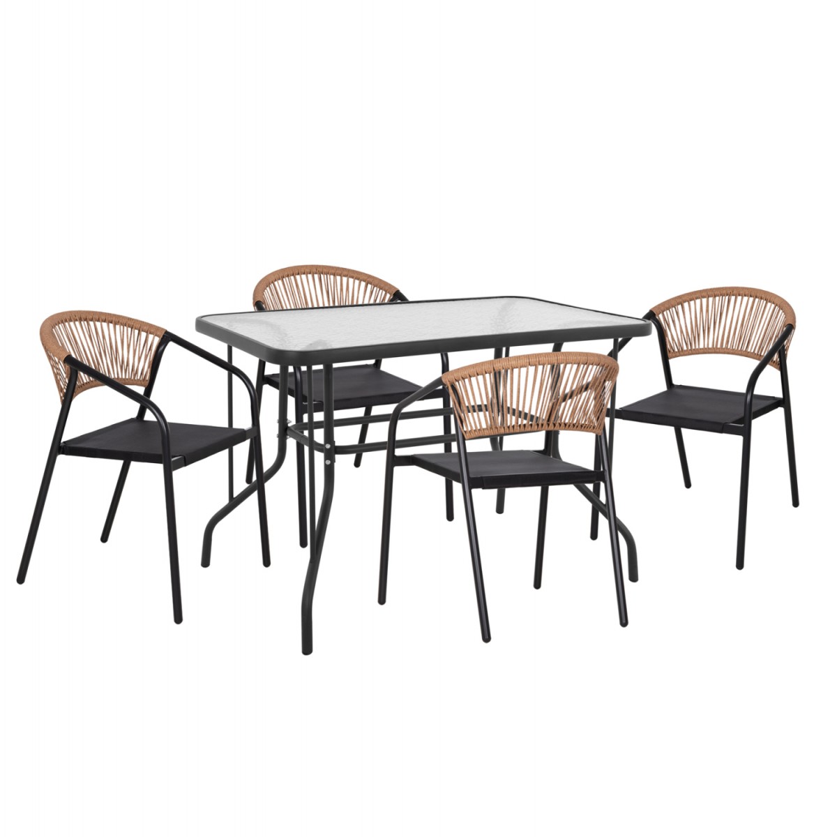 ΣΕΤ ΤΡΑΠΕΖΑΡΙΑΣ 5ΤΜΧ ADAM HM10727.03 ΚΑΡΕΚΛΕΣ ΜΕΤΑΛΛΙΚΕΣ & ΤΡΑΠΕΖΙ 110x60εκ ΜΑΥΡΟ