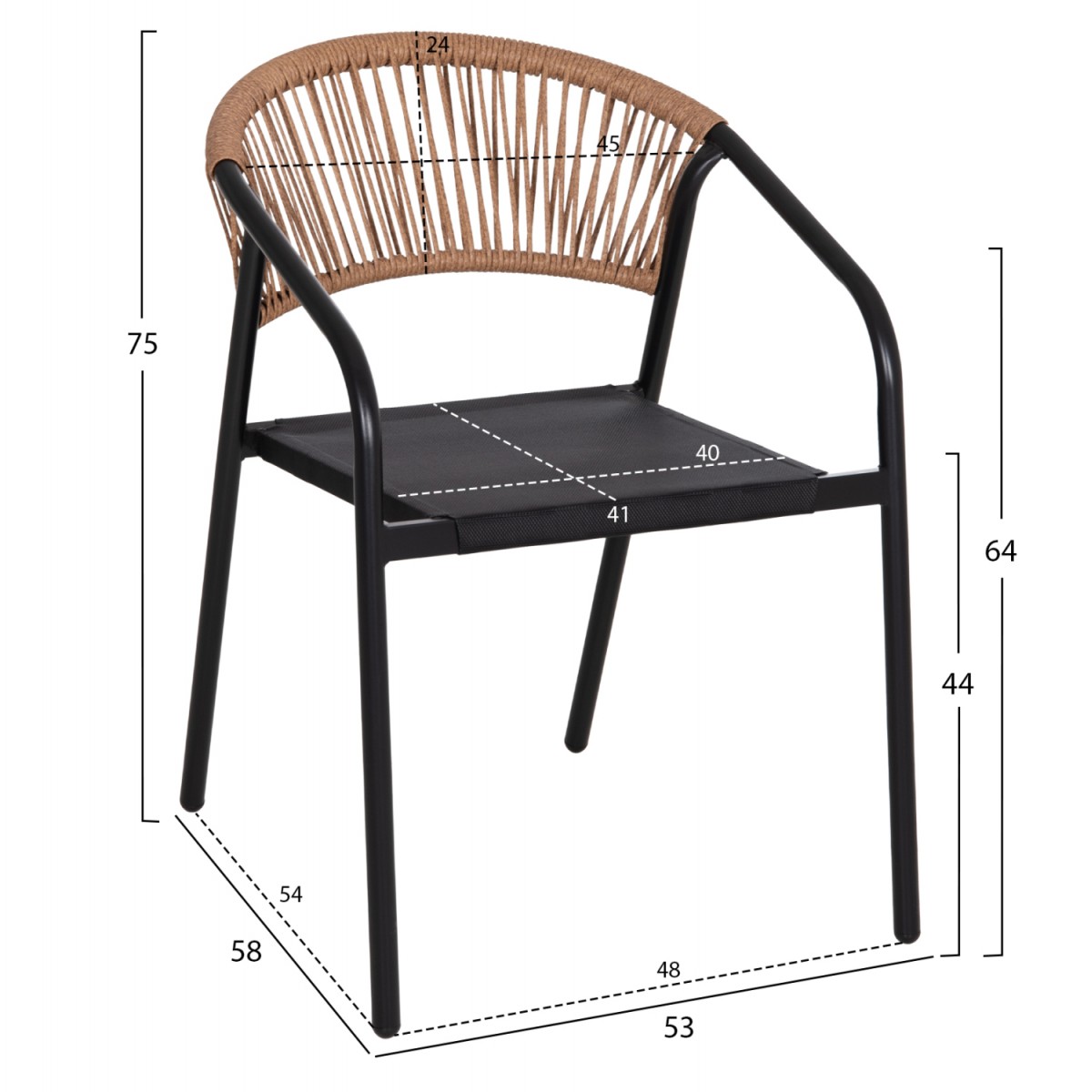 ΣΕΤ ΤΡΑΠΕΖΑΡΙΑΣ 5ΤΜΧ ADAM HM10727.03 ΚΑΡΕΚΛΕΣ ΜΕΤΑΛΛΙΚΕΣ & ΤΡΑΠΕΖΙ 110x60εκ ΜΑΥΡΟ
