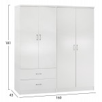 ΝΤΟΥΛΑΠΑ 4-ΦΥΛΛΗ ΜΕ 2 ΣΥΡΤΑΡΙΑ JENNA HM11351.05 ΜΕΛΑΜΙΝΗ ΣΕ ΛΕΥΚΟ 160x43x181Υ