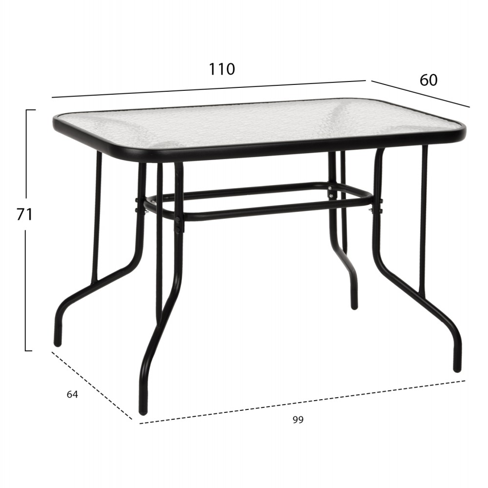 ΣΕΤ ΤΡΑΠΕΖΑΡΙΑΣ 5ΤΜΧ ADAM HM10897.03 ΤΡΑΠΕΖΙ 110x60εκ & 4 ΠΟΛΥΘΡΟΝΕΣ--ΜΑΥΡΟ