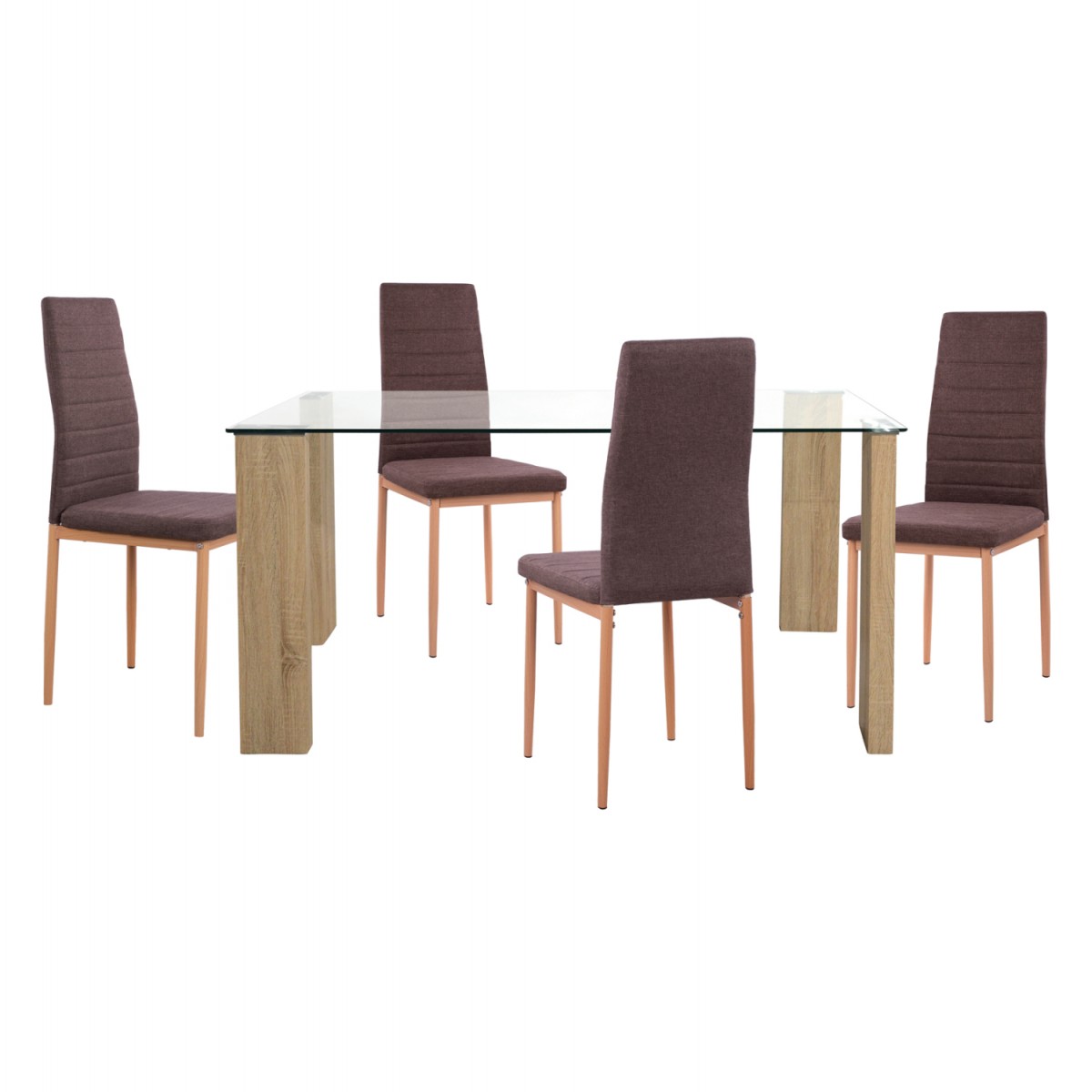 ΣΕΤ ΤΡΑΠΕΖΑΡΙΑΣ 5ΤΜΧ LADY HM11595 ΓΥΑΛΙ--ΜΕΤΑΛΛΟ--MDF ΣΕ SONAMA & ΚΑΦΕ ΥΦΑΣΜΑ