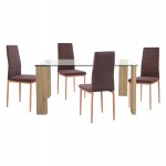 ΣΕΤ ΤΡΑΠΕΖΑΡΙΑΣ 5ΤΜΧ LADY HM11595 ΓΥΑΛΙ--ΜΕΤΑΛΛΟ--MDF ΣΕ SONAMA & ΚΑΦΕ ΥΦΑΣΜΑ