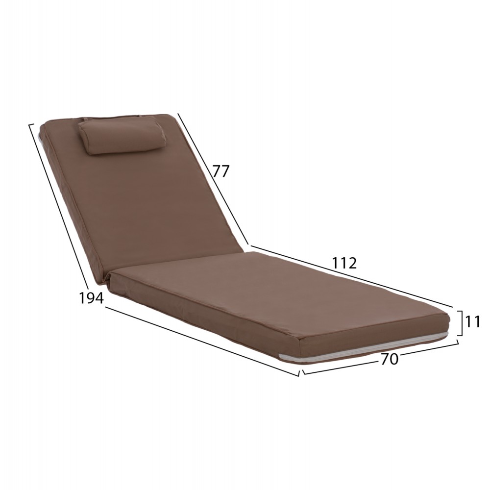 ΜΑΞΙΛΑΡΙ ΞΑΠΛΩΣΤΡΑΣ TEXTILENE 600gr/m2 2X1 SIFNOS ΜΟΚΑ HM11237.04T 194x70x11εκ.
