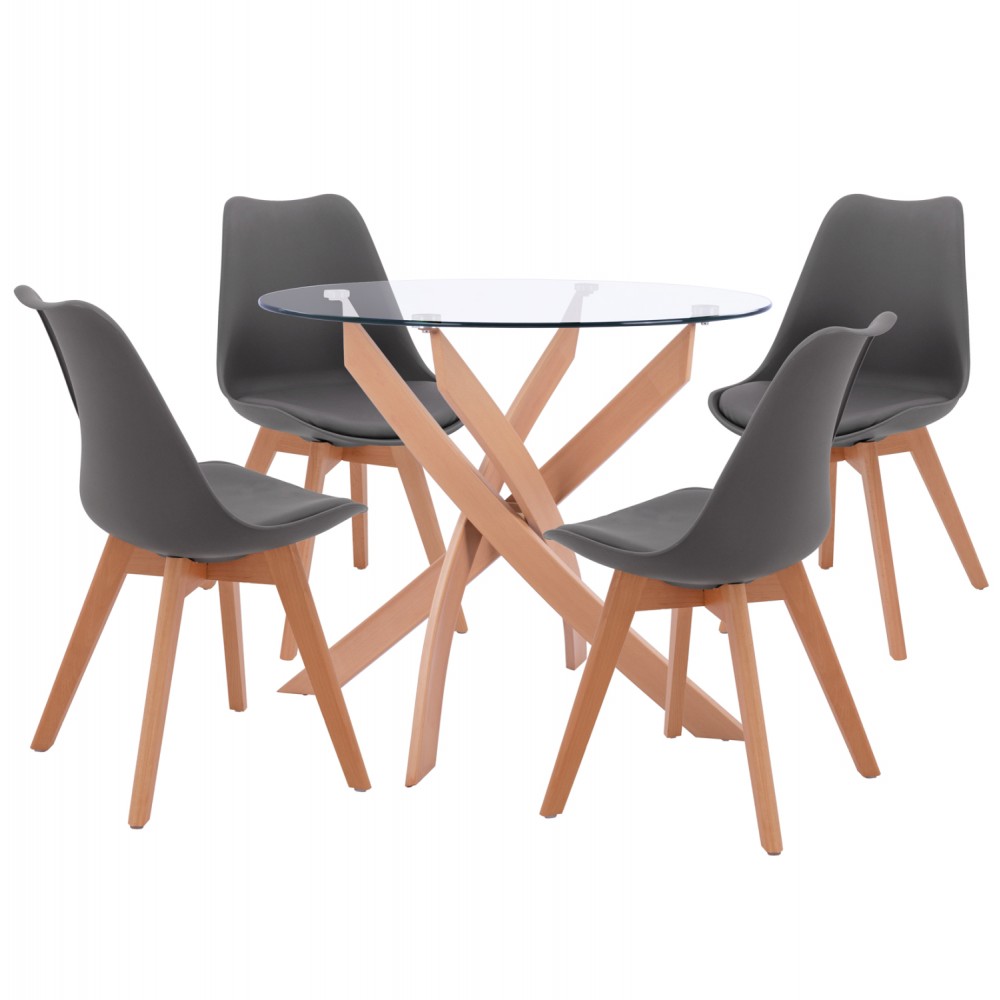 ΣΕΤ ΤΡΑΠΕΖΑΡΙΑΣ 5ΤΜΧ ΤΡΑΠΕΖΙ Φ90X74 & 4 ΚΑΡΕΚΛΕΣ VEGAS ΓΚΡΙ HM11693.10