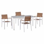 ΣΕΤ ΤΡΑΠΕΖΑΡΙΑΣ 5ΤΜΧ ΤΡΑΠ. 150Χ90 & ΠΟΛ/ΝΕΣ ΑΛΟΥΜΙΝΙΟΥ ΜΕ POLYWOOD ΛΕΥΚΕΣ HM11706.01