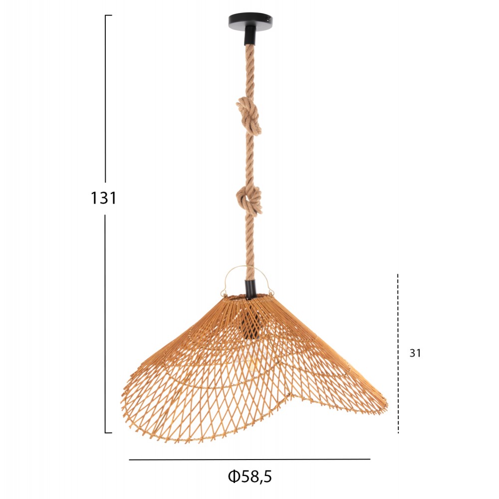 ΣΕΤ ΦΩΤΙΣΤΙΚΟ ΟΡΟΦΗΣ ΚΡΕΜΑΣΤΟ HM11925.01 ΣΧΟΙΝΙ ΚΑΙ ΦΥΣΙΚΟ RATTAN Φ58,5Χ131Υεκ.