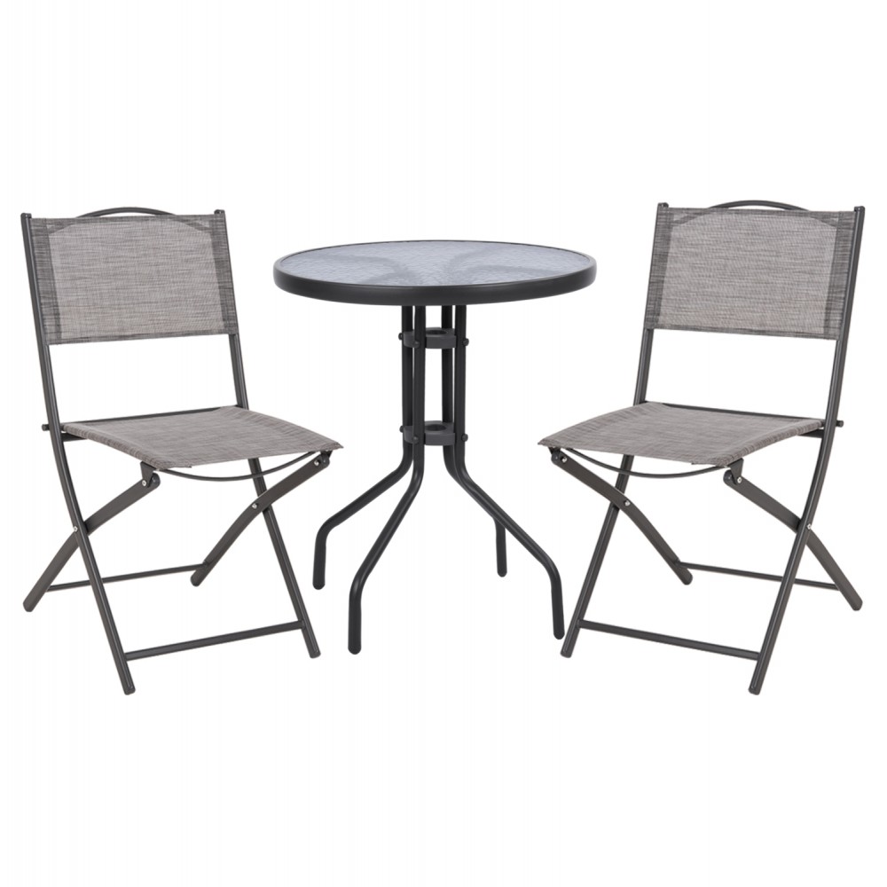 ΣΕΤ ΕΞ.ΧΩΡΟΥ 3ΤΜΧ LIMA HM21038.01 ΤΡΑΠΕΖΙ LIMA & 2 ΠΤΥΣΣΟΜΕΝΕΣ ΚΑΡΕΚΛΕΣ ΓΚΡΙ