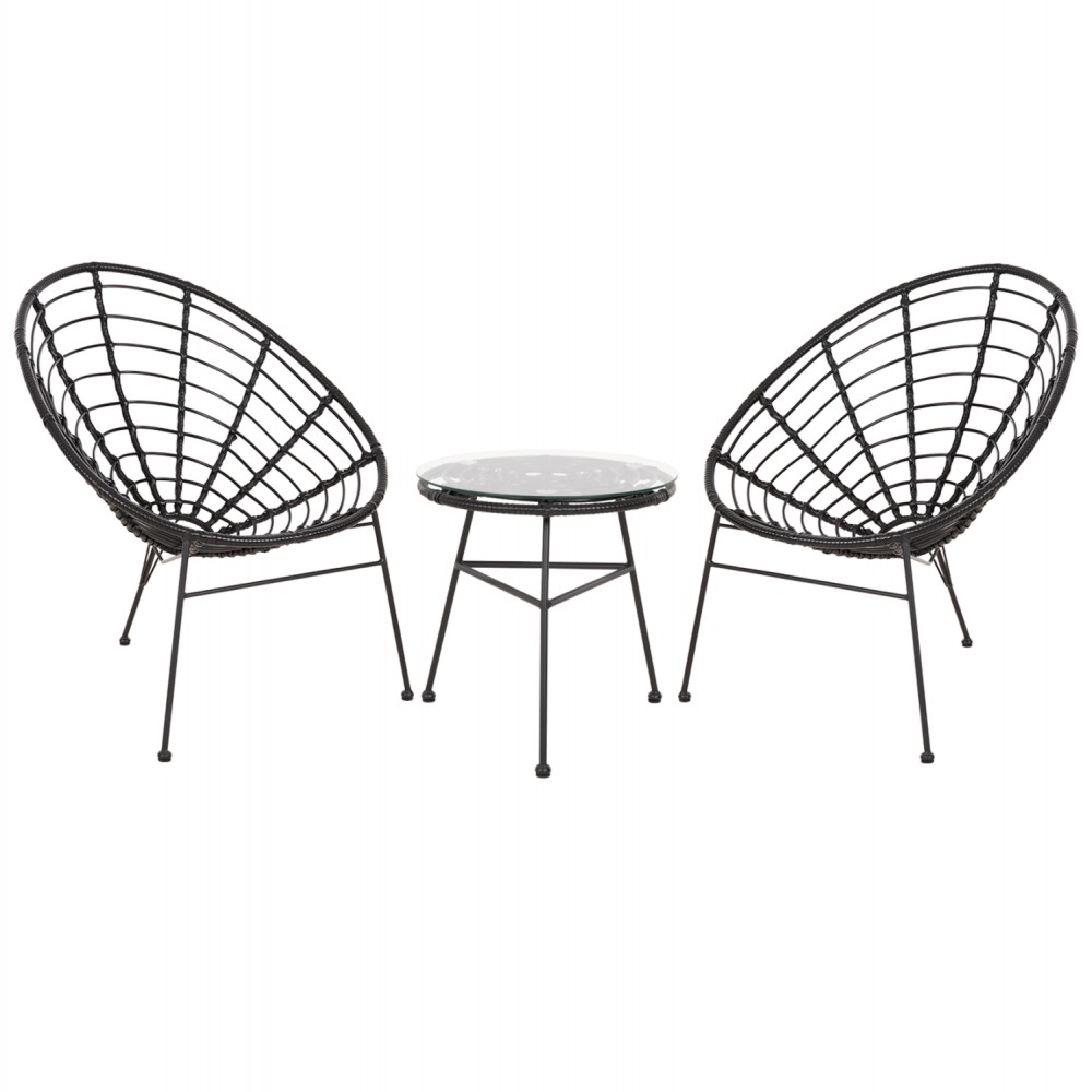 ΣΕΤ ΕΞΩΤΕΡΙΚΟΥ ΧΩΡΟΥ 3ΤΜΧ ALLEGRA HM21047.12 ΜΑΥΡΟ ΣΥΝΘ.RATTAN & ΜΕΤΑΛΛΟ