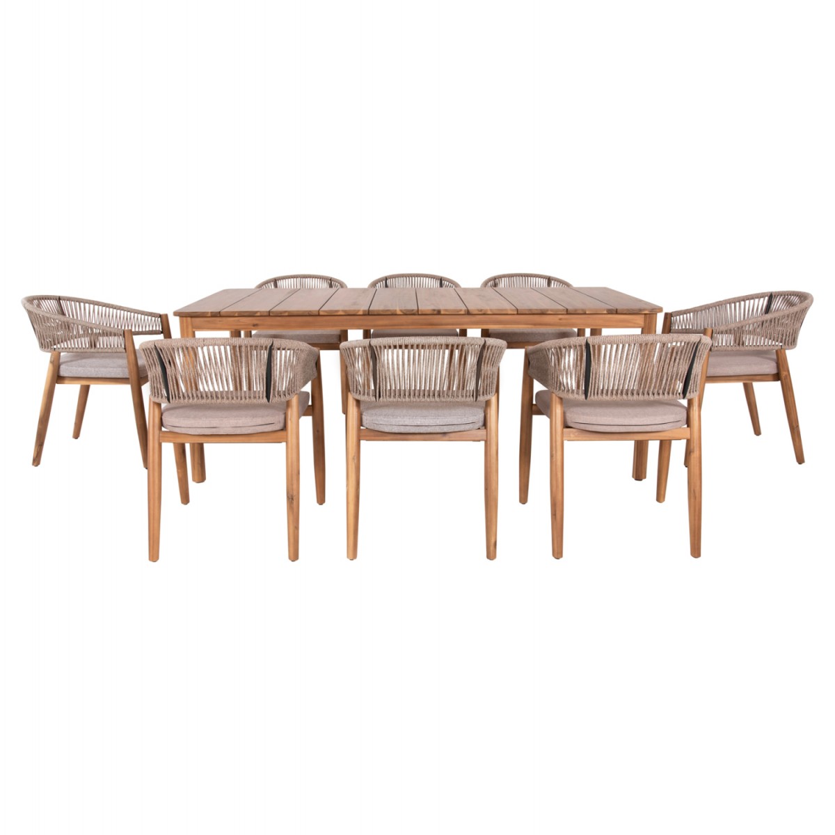 ΣΕΤ ΤΡΑΠΕΖΑΡΙΑΣ 9ΤΜΧ NAVANT HM21066.02 ΤΡΑΠΕΖΙ & 8 ΚΑΡΕΚΛΕΣ ΞΥΛΟ ΑΚΑΚΙΑΣ-ΣΧΟΙΝΙ ΜΠΕΖ