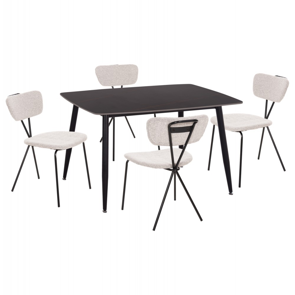 ΣΕΤ ΤΡΑΠΕΖΑΡΙΑΣ 5ΤΜΧ RAVEN HM21067.02 ΚΕΡΑΜΙΚΟ TOP ΜΑΥΡΟ ΜΑΡΜΑΡΟ--ΜΕΤΑΛΛΟ