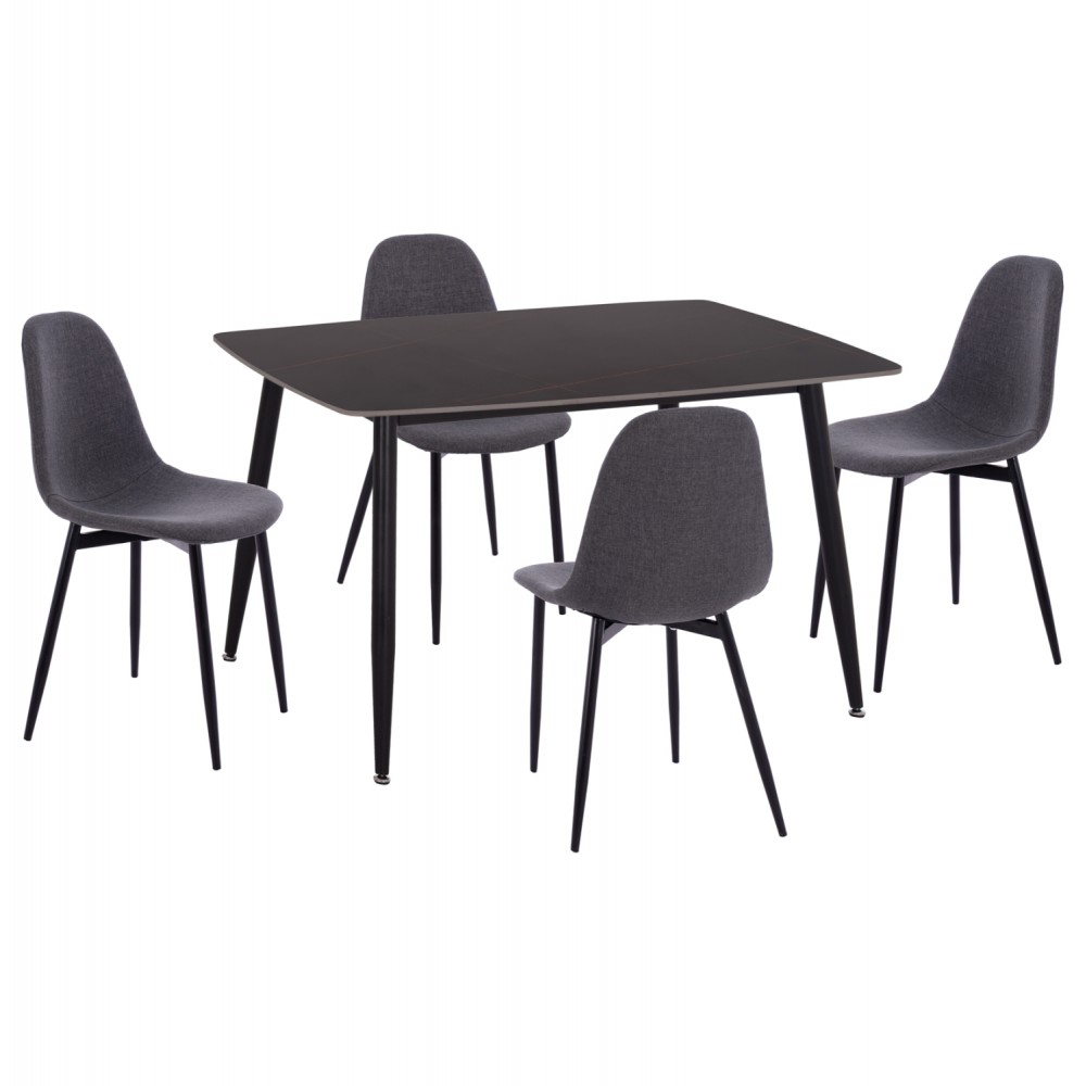 ΣΕΤ ΤΡΑΠΕΖΑΡΙΑΣ 5ΤΜΧ RAVEN HM21068.02 ΚΕΡΑΜΙΚΟ TOP ΜΑΥΡΟ ΜΑΡΜΑΡΟ--ΓΚΡΙ ΥΦΑΣΜΑ