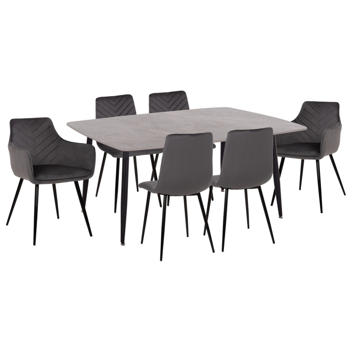 ΣΕΤ ΤΡΑΠΕΖΑΡΙΑΣ 7ΤΜΧ RAVEN HM21070.03 ΚΕΡΑΜΙΚΟ TOP--4 ΚΑΡΕΚΛΕΣ & 2 ΠΟΛΥΘΡΟΝΕΣ ΓΚΡΙ