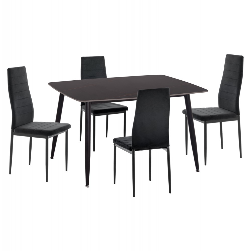 ΣΕΤ ΤΡΑΠΕΖΑΡΙΑΣ 5ΤΜΧ RAVEN HM21224.02 ΚΕΡΑΜΙΚΟ TOP ΜΑΥΡΟ ΜΑΡΜΑΡΟ--ΒΕΛΟΥΔΟ ΜΑΥΡΟ