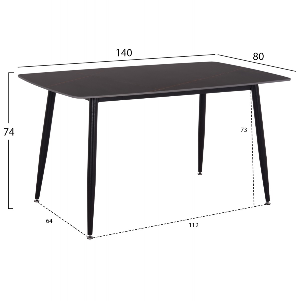 ΣΕΤ ΤΡΑΠΕΖΑΡΙΑΣ 5ΤΜΧ RAVEN HM21072.02 ΚΕΡΑΜΙΚΟ TOP ΜΑΥΡΟ ΜΑΡΜΑΡΟ & 4 ΚΑΡΕΚΛΕΣ