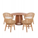 ΣΕΤ ΤΡΑΠΕΖΑΡΙΑΣ 5ΤΜΧ LAMORA HM21074.02 ΣΤΡΟΓΓΥΛΟ ΤΡΑΠΕΖΙ Φ120εκ. & 4 ΚΑΡΕΚΛΕΣ