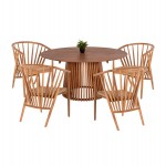 ΣΕΤ ΤΡΑΠΕΖΑΡΙΑΣ 5ΤΜΧ PERMAINE HM21076.01 ΣΤΡΟΓΓΥΛΟ ΤΡΑΠΕΖΙ Φ150εκ. & 4 ΚΑΡΕΚΛΕΣ