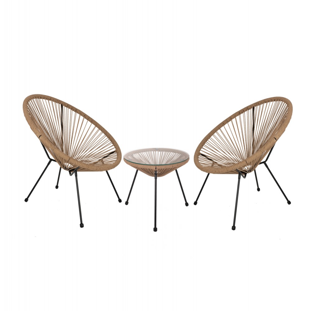 ΣΕΤ ΕΞΩΤ.ΧΩΡΟΥ 3ΤΜΧ ACAPULCO HM21111 ΤΡΑΠΕΖΙ & 2 ΠΟΛΥΘΡΟΝΕΣ ΣΕ ΜΑΥΡΟ-ΜΠΕΖ