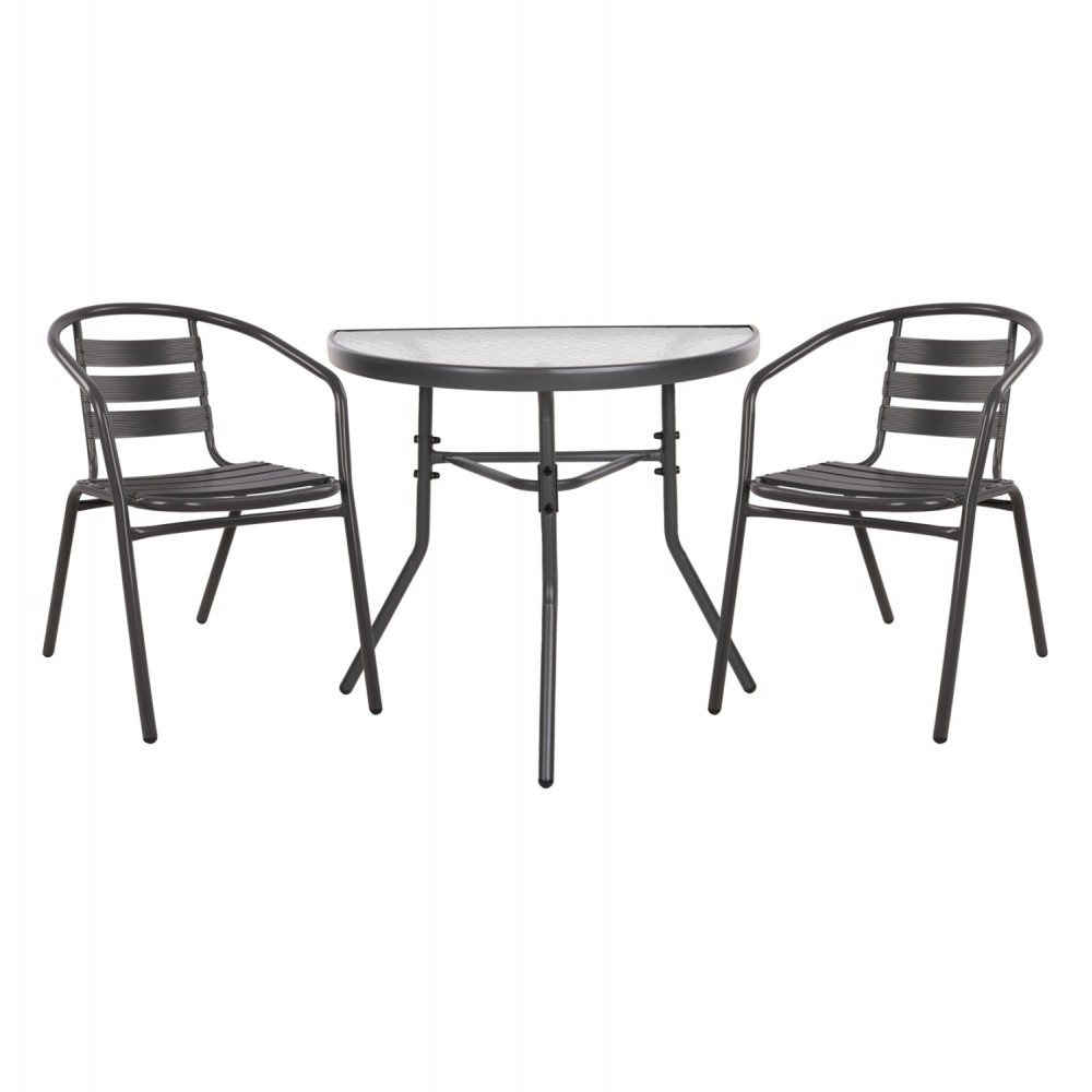 ΣΕΤ ΕΞΩΤ.ΧΩΡΟΥ 3ΤΜΧ LAURA HM21112 ΤΡΑΠΕΖΙ ΗΜΙΚΥΚΛΙΚΟ & 2 ΠΟΛΥΘΡΟΝΕΣ- ΓΚΡΙ