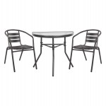 ΣΕΤ ΕΞΩΤ.ΧΩΡΟΥ 3ΤΜΧ LAURA HM21112 ΤΡΑΠΕΖΙ ΗΜΙΚΥΚΛΙΚΟ & 2 ΠΟΛΥΘΡΟΝΕΣ- ΓΚΡΙ