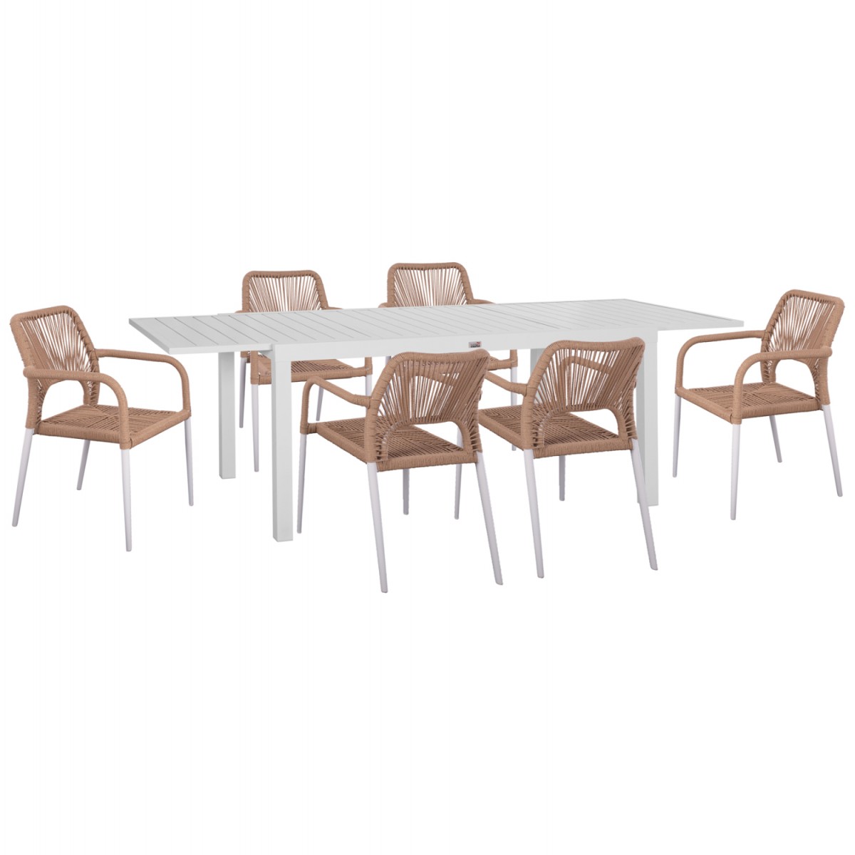 ΣΕΤ ΤΡΑΠΕΖΑΡΙΑΣ ΕΞ.ΧΩΡΟΥ 7ΤΜΧ KRUM HM21131 ΛΕΥΚΟ ΑΛΟΥΜΙΝΙΟ--P.E.RATTAN