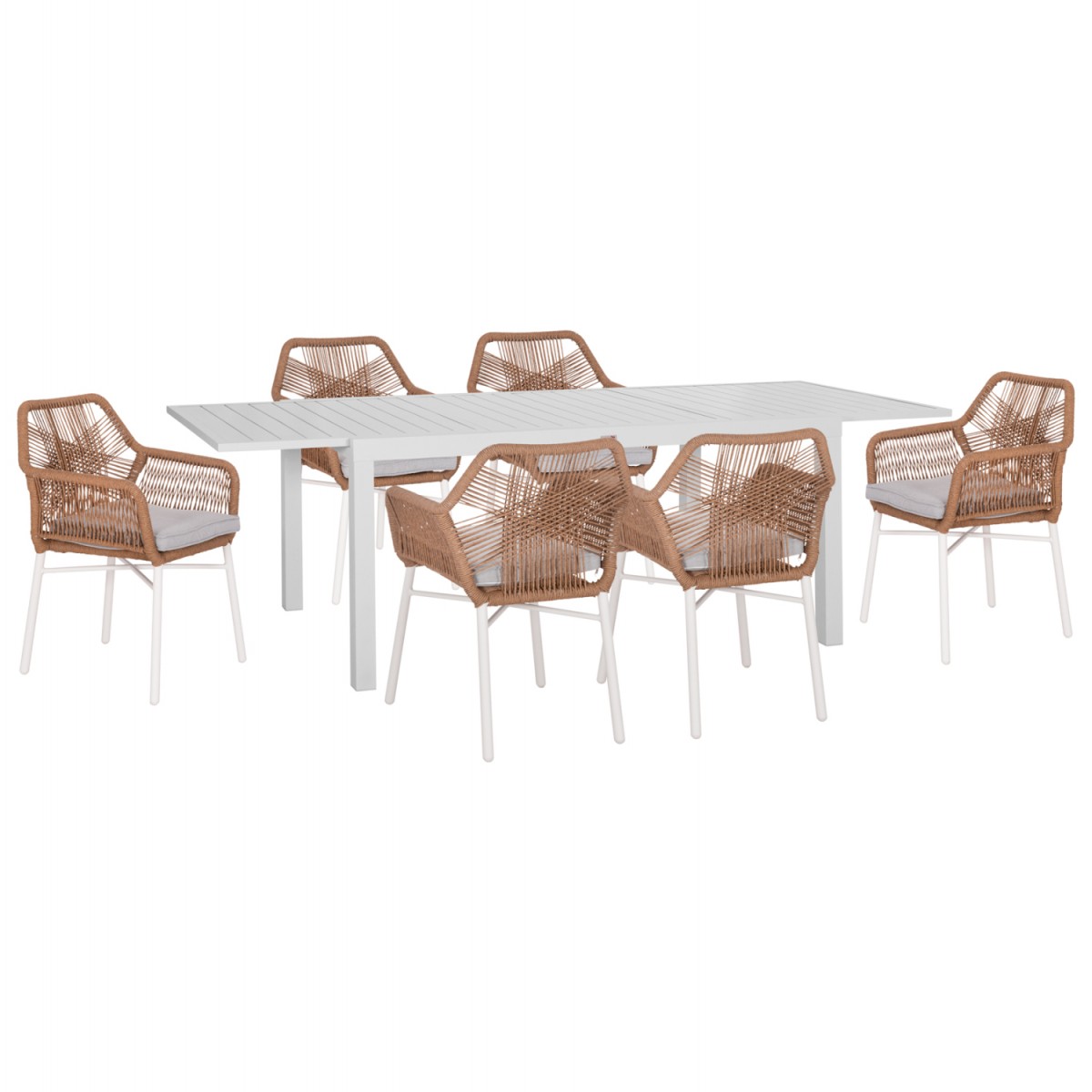 ΣΕΤ ΤΡΑΠΕΖΑΡΙΑΣ ΕΞ.ΧΩΡΟΥ 7ΤΜΧ KRUM HM21132 ΛΕΥΚΟ ΑΛΟΥΜΙΝΙΟ--P.E.TWISTED RATTAN