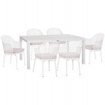 ΣΕΤ ΤΡΑΠΕΖΑΡΙΑΣ ΕΞ.ΧΩΡΟΥ KRUM HM21147 ΤΡΑΠΕΖΙ ΜΕ 6 ΠΟΛΥΘΡΟΝΕΣ--ΛΕΥΚΟ ΑΛΟΥΜΙΝΙΟ