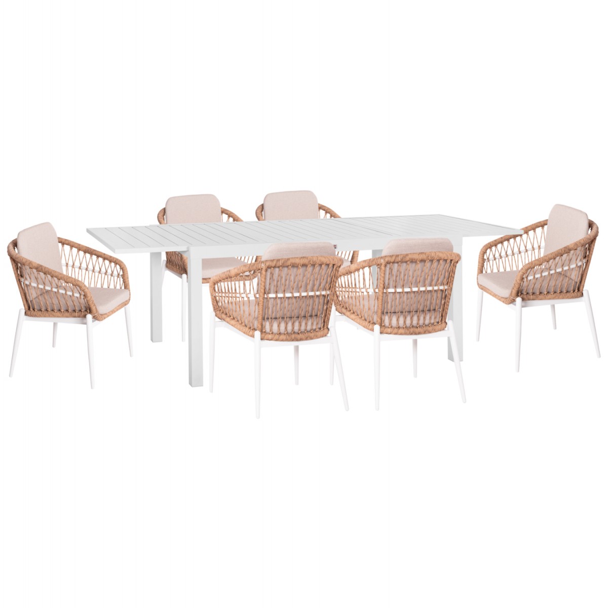 ΣΕΤ ΤΡΑΠΕΖΑΡΙΑΣ ΕΞ.ΧΩΡΟΥ 7ΤΜΧ KRUM HM21149 ΛΕΥΚΟ ΑΛΟΥΜΙΝΙΟ--P.E.RATTAN