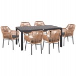 ΣΕΤ ΤΡΑΠΕΖΑΡΙΑΣ ΕΞ.ΧΩΡΟΥ 7ΤΜΧ KRUM HM21151 ΣΚΟΥΡΟ ΓΚΡΙ ΑΛΟΥΜΙΝΙΟ-P.E.RATTAN