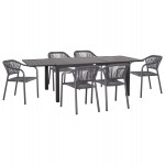 ΣΕΤ ΤΡΑΠΕΖΑΡΙΑΣ ΕΞ.ΧΩΡΟΥ 7ΤΜΧ KRUM HM21153 ΣΚΟΥΡΟ ΓΚΡΙ ΑΛΟΥΜΙΝΙΟ-P.E.TWISTED RATTAN