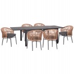 ΣΕΤ ΤΡΑΠΕΖΑΡΙΑΣ ΕΞ.ΧΩΡΟΥ 7ΤΜΧ KRUM HM21155 ΣΚΟΥΡΟ ΓΚΡΙ ΑΛΟΥΜΙΝΙΟ-P.E.RATTAN