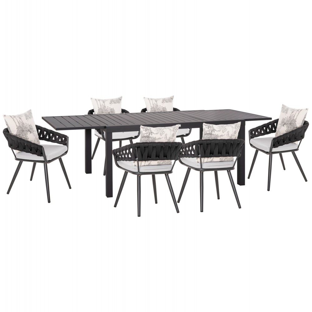 ΣΕΤ ΤΡΑΠΕΖΑΡΙΑΣ ΕΞ.ΧΩΡΟΥ 7ΤΜΧ KRUM HM21156 ΣΚΟΥΡΟ ΓΚΡΙ ΑΛΟΥΜΙΝΙΟ & P.Ε.ΣΧΟΙΝΙ