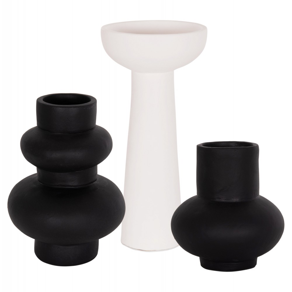 ΣΕΤ 3 ΕΠΙΤΡΑΠΕΖΙΑ ΔΙΑΚΟΣΜΗΤΙΚΑ ΒΑΖΑ LEKKAN ΗΜ21142.01 ΤΕΡΑΚΟΤΑ ΣΕ ΛΕΥΚΟ & ΜΑΥΡΟ