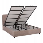 ΚΡΕΒΑΤΙ ΜΕ ΣΤΡΩΜΑ ΔΙΠΛΟ DOLORES HM21165 ΜΠΕΖ ΥΦΑΣΜΑ & ΑΠΟΘ.ΧΩΡΟΣ-ΓΙΑ 160x200εκ.