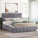 ΚΡΕΒΑΤΙ ΔΙΠΛΟ ΜΕ ΣΤΡΩΜΑ & ΑΠΟΘ.ΧΩΡΟ RAMON HM21168 ΓΚΡΙ ΜΠΟΥΚΛΕ--ΓΙΑ 160x200εκ