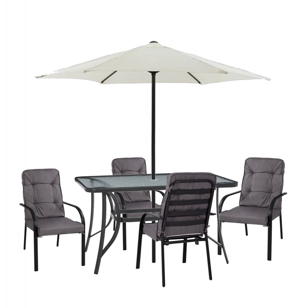 ΣΕΤ ΤΡΑΠΕΖΑΡΙΑΣ ΜΕ ΟΜΠΡΕΛΑ ENDIKA HM21171 ΤΡΑΠΕΖΙ ΜΕ 4 ΠΟΛΥΘΡΟΝΕΣ--ΓΚΡΙ