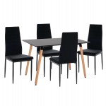 ΣΕΤ ΤΡΑΠΕΖΑΡΙΑΣ 5ΤΜΧ MINIMAL HM21173 MDF TOP ΜΑΥΡΟ-ΒΕΛΟΥΔΟ & ΜΕΤΑΛΛΟ ΜΑΥΡΟ