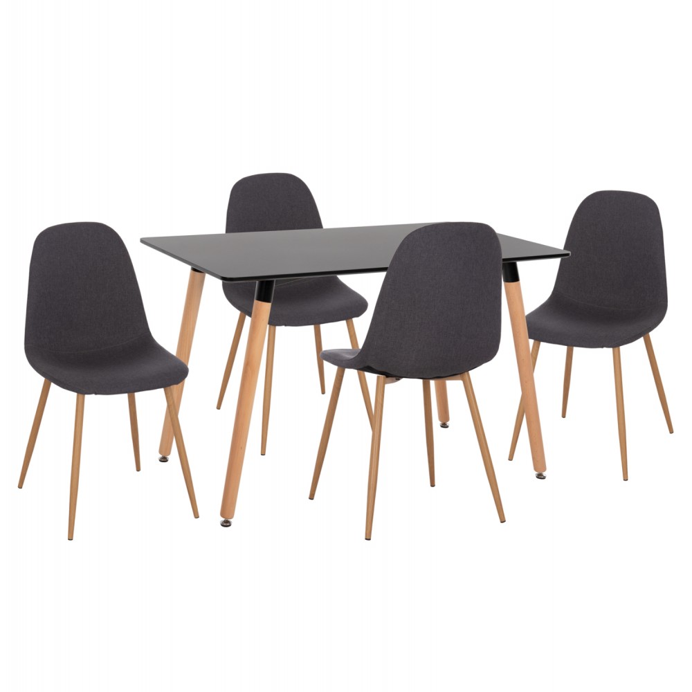 ΣΕΤ ΤΡΑΠΕΖΑΡΙΑΣ 5ΤΜΧ MINARDO HM21179 MDF TOP ΣΕ ΜΑΥΡΟ--ΣΚΟΥΡΟ ΓΚΡΙ ΥΦΑΣΜΑ