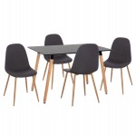 ΣΕΤ ΤΡΑΠΕΖΑΡΙΑΣ 5ΤΜΧ MINARDO HM21179 MDF TOP ΣΕ ΜΑΥΡΟ--ΣΚΟΥΡΟ ΓΚΡΙ ΥΦΑΣΜΑ