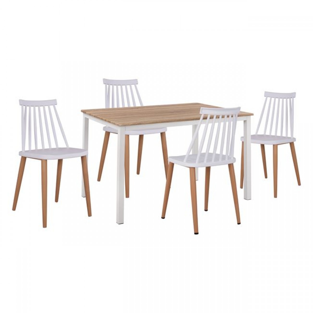 ΣΕΤ 5ΤΜΧ ΤΡΑΠΕΖΙ SONAMA & ΚΑΡΕΚΛΕΣ VANESSA ΛΕΥΚΟ ΧΡΩΜΑ ΜΕΤΑΛΛΙΚΑ ΠΟΔΙΑ HM11002.01 110x70x76 cm