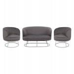 ΣΕΤ ΣΑΛΟΝΙ 2ΘΕΣΙΟΣ & 2 ΠΟΛΥΘΡΟΝΕΣ ARIEN ΓΚΡΙ ΒΕΛΟΥΔΟ ΑΣΗΜΙ ΒΑΣΗ HM11051.01