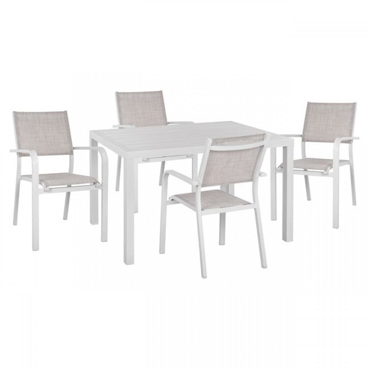 ΣΕΤ 5ΤΜΧ ΜΕ ΤΡΑΠΕΖΙ 120Χ80Χ75,5Υ & ΠΟΛΥΘΡΟΝΕΣ ΑΛΟΥΜΙΝΙΟΥ ΣΕ ΛΕΥΚΟ ΧΡΩΜΑ HM10523