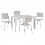 ΣΕΤ 5ΤΜΧ ΜΕ ΤΡΑΠΕΖΙ 120Χ80Χ75,5Υ & ΠΟΛΥΘΡΟΝΕΣ ΑΛΟΥΜΙΝΙΟΥ ΣΕ ΛΕΥΚΟ ΧΡΩΜΑ HM10523