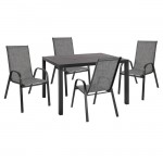 ΣΕΤ 5ΤΜΧ HM10525 ΜΕ ΤΡΑΠΕΖΙ ΑΛΟΥΜΙΝΙΟΥ ΑΝΘΡΑΚΙ 120Χ80Χ75.5Υ & 4 ΠΟΛΥΘΡΟΝΕΣ LEON ΓΚΡΙ