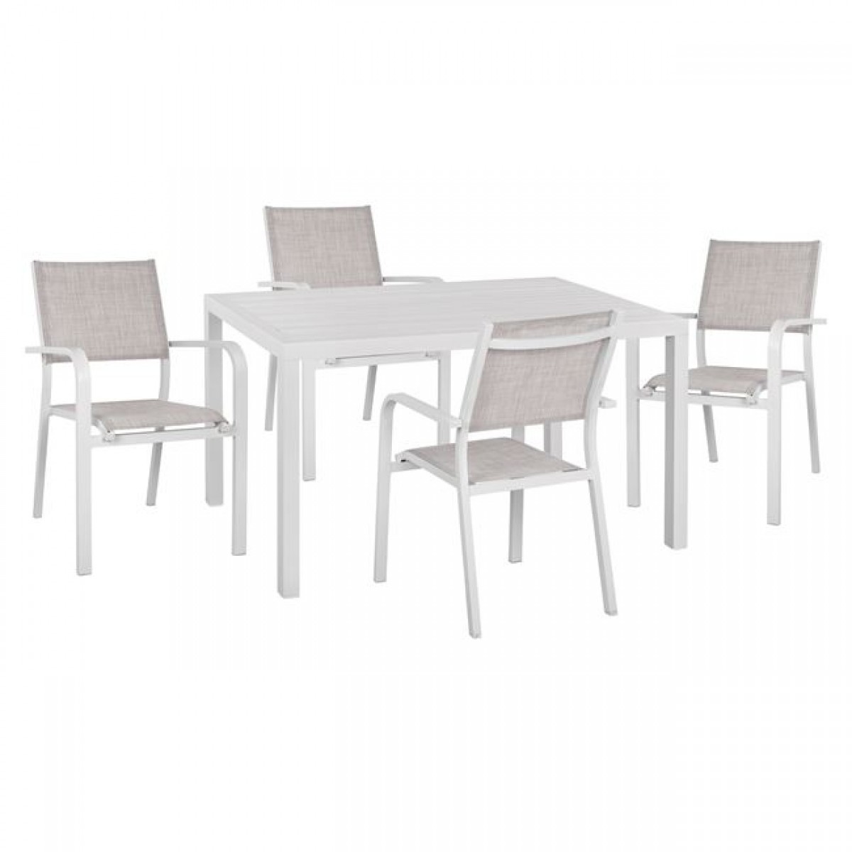 ΣΕΤ 5ΤΜΧ ΜΕ ΤΡΑΠΕΖΙ 140Χ80Χ75,5Υ & ΠΟΛΥΘΡΟΝΕΣ ΑΛΟΥΜΙΝΙΟΥ ΣΕ ΛΕΥΚΟ ΧΡΩΜΑ HM10529.01