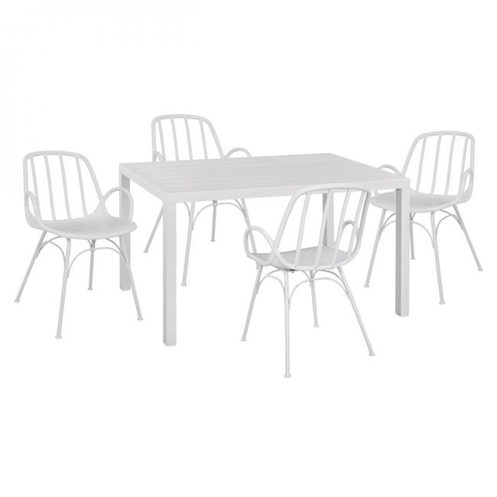 ΣΕΤ 5ΤΜΧ ΜΕ ΤΡΑΠΕΖΙ 140Χ80Χ75,5Υ & ΠΟΛΥΘΡΟΝΕΣ ΠΟΛΥΠΡΟΠΥΛΕΝΙΟΥ ΣΕ ΛΕΥΚΟ ΧΡΩΜΑ HM10530