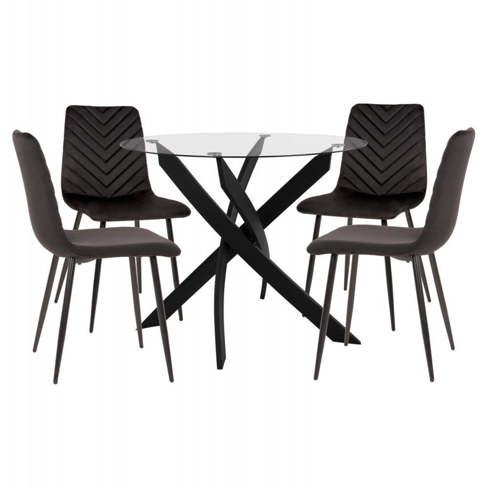 ΣΕΤ ΤΡΑΠΕΖΑΡΙΑΣ ΕΣ.ΧΩΡΟΥ 5ΤΜΧ JAFARU HM11073 ΜΕΤΑΛΛΟ--ΒΕΛΟΥΔΟ ΣΕ ΜΑΥΡΟ