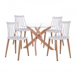 ΣΕΤ ΤΡΑΠΕΖΑΡΙΑΣ 5ΤΜΧ ΚΑΡΕΚΛΕΣ VANESSA ΛΕΥΚΕΣ & ΤΡΑΠΕΖΙ ΜΕΤΑΛΛΙΚΟ Φ90X74Υ HM11304