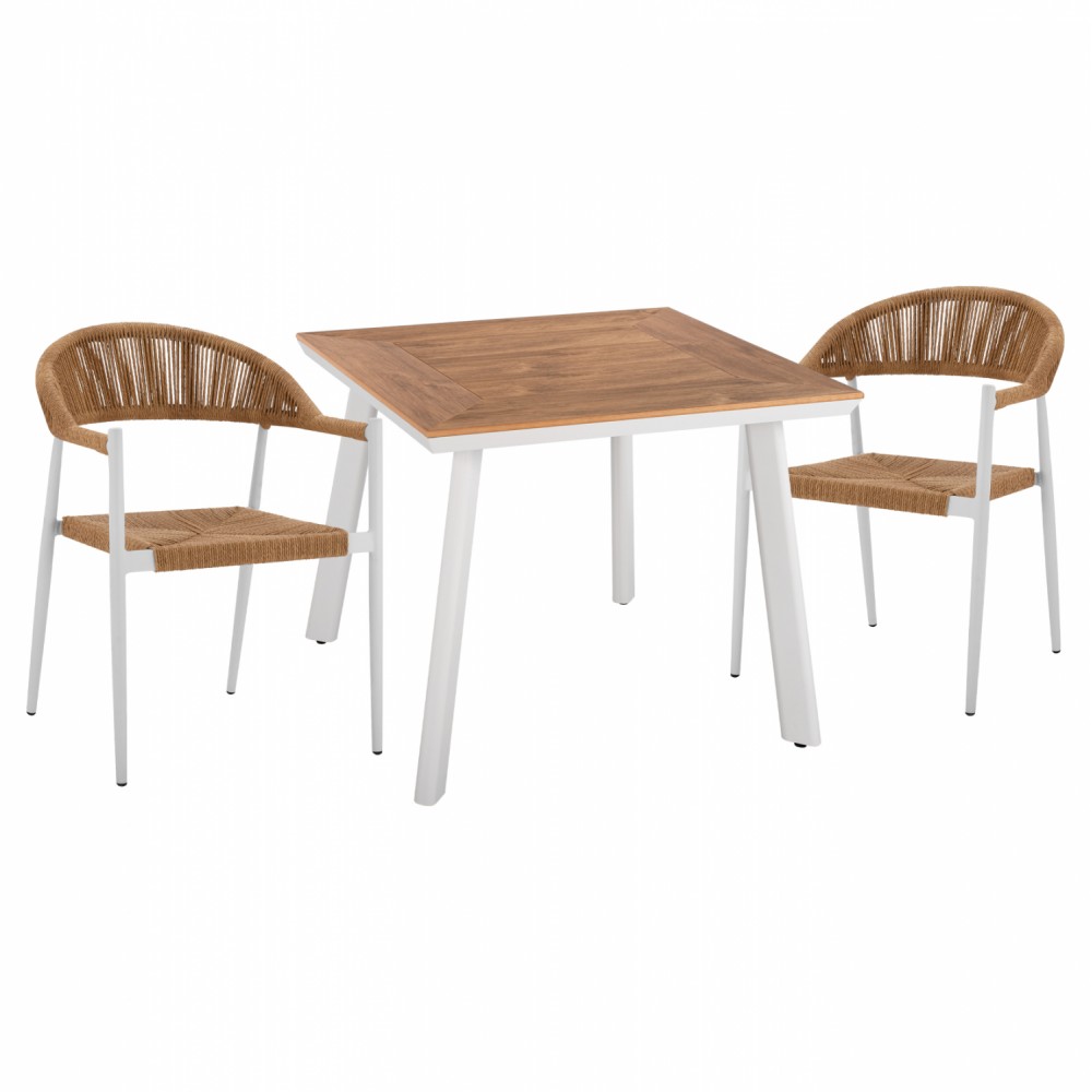 ΣΕΤ ΤΡΑΠΕΖΑΡΙΑ 3ΤΜΧ ΤΡΑΠΕΖΙ ΑΛΟΥΜΙΝΙΟΥ 80X80 & ΠΟΛΥΘΡΟΝΕΣ ΛΕΥΚΕΣ HM11440